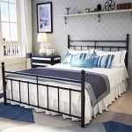 Amazon.com: Metal Bed Frame Full Size with Vintage Headboard and .