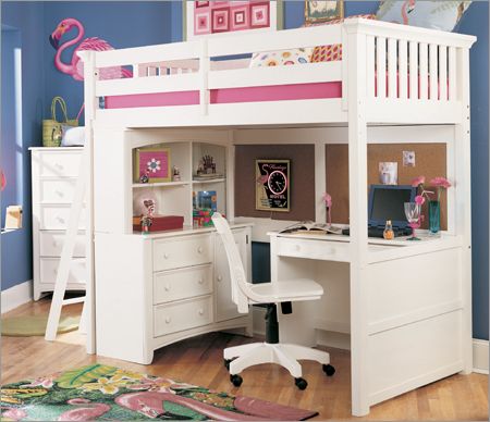 Loft Beds With Desks Underneath | White loft bed, Bunk bed with .