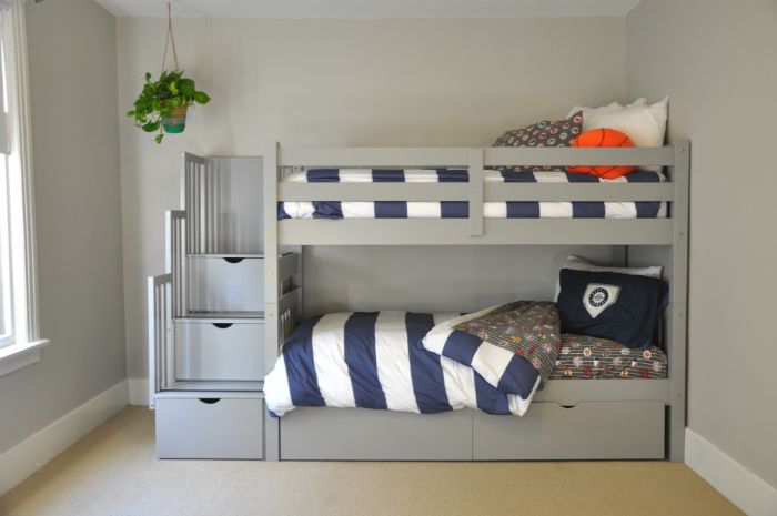 One Room Challenge: The Gray Bunk Beds Are In | Bunk beds for boys .
