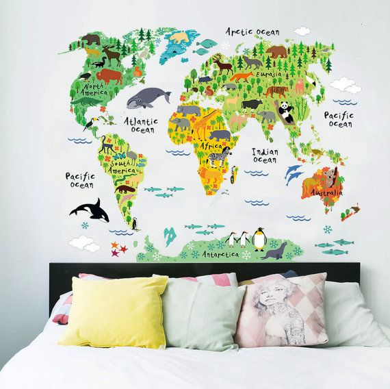3 cool world map decals to get kids excited about geography .
