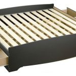 King size Black Wood Platform Bed Frame with Storage Drawers .