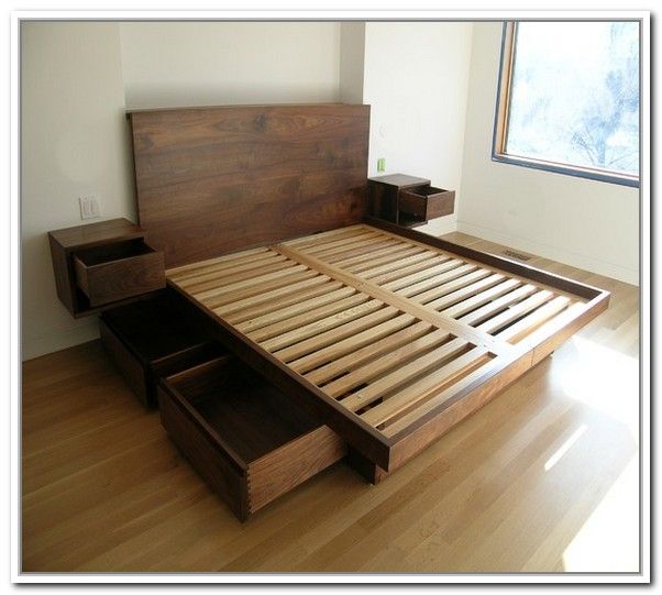 King Size Bed Frame With Drawers, Platform Bed King With Drawers