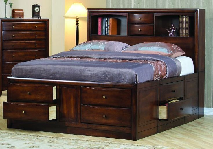 Wooden King Size Bed Frame With Drawers Wooden | Bedroom furniture .