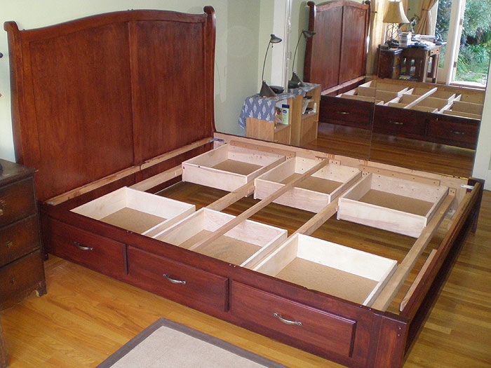 King Size Bed Frame With Drawers, King Size Wooden Bed Frame With Storage