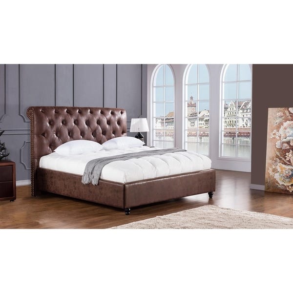 Shop Leatherette Upholstered Wooden California King Size Bed with .