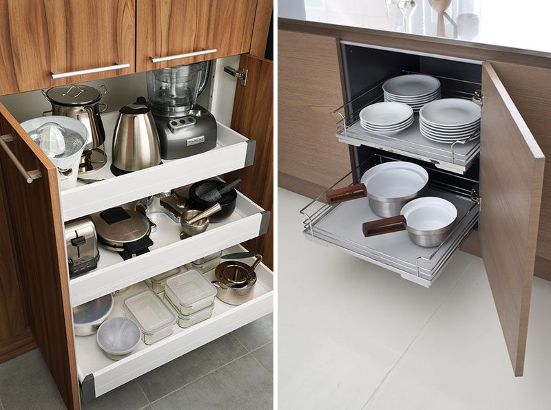 Kitchen Design Ideas - Pull-Out Drawers In Kitchen Cabine