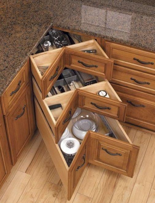 How to DIY Corner Kitchen Drawers | Corner drawers, Home .