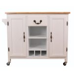 Basicwise White Large Wooden Kitchen Island Trolley with Heavy .