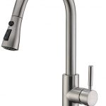 WEWE Single Handle High Arc Brushed Nickel Pull out Kitchen Faucet .