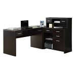 Monarch Specialties L Shaped Computer Desk With Hutch Cappuccino .