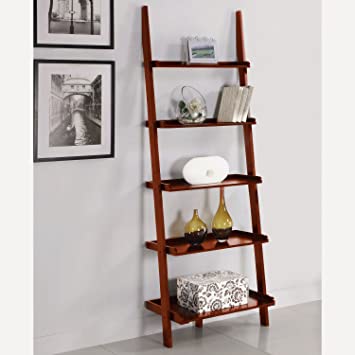 Amazon.com: AtHomeMart Leaning Ladder Bookshelf in Cherry Finish .