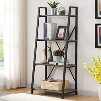 Amazon.com: BON AUGURE Ladder Shelf 4 Tier Leaning Industrial .