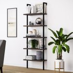 Nathan James 72 in. Dark Walnut Brown/Black Metal 5-shelf Ladder .