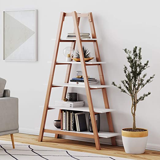 Amazon.com: Nathan James 62201 Carlie 5-Shelf Ladder Bookcase .