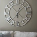 Extra-Large-Distressed-White-Metal-Roman-Numeral-Clock | Wall .