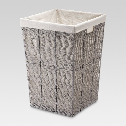 Square Twisted Paper Rope Laundry Hamper - Gray - Threshold™ : Targ