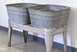 Vintage Galvanized Double Basin Wash Tub....would be cute on the .