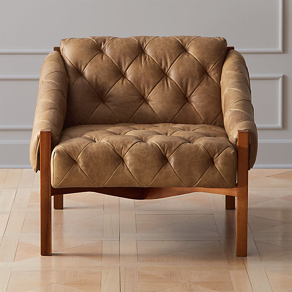 Abruzzo Brown Leather Tufted Chair + Reviews | C