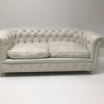 Vintage White Leather Chesterfield Sofa, 1980s for sale at Pamo