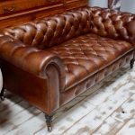 Antique Brown Leather Chesterfield Sofa for sale at Pamo