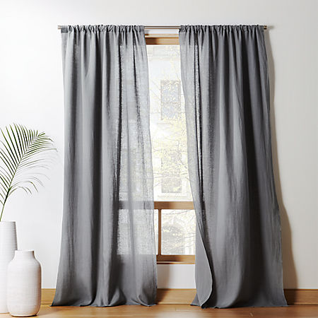 Graphite Linen Curtain Panel | C