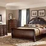 Hillcrest Manor Rich Cherry Wood Leather Master Bedroom Set (With .