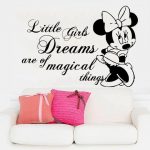 Minnie Mouse Wall Decals Quote Little Girls Dreams Vinyl Sticker .