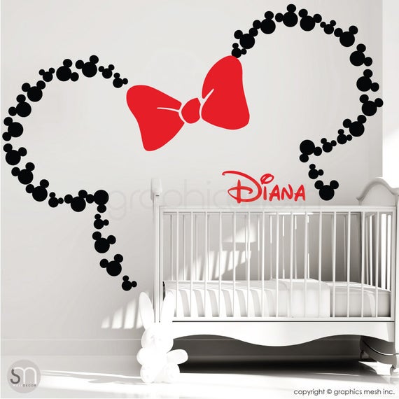 Minnie Mouse Wall decal Mickey Mouse ears with Bow decal | Et