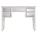 Tobias Mirrored Desk/Console Table - Silver - Aiden Lane : Targ