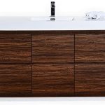 Bliss 60″ Walnut Single Sink Floor Mount Modern Bathroom Vanity .