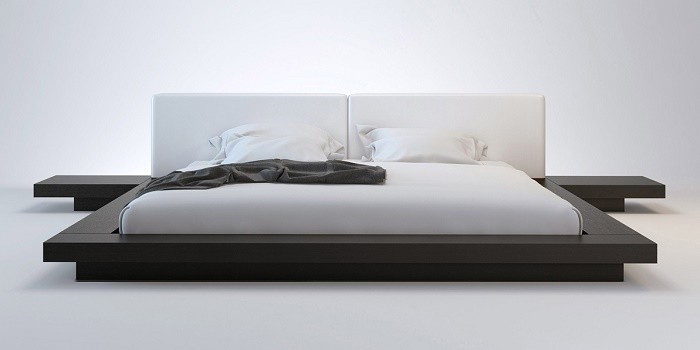 Wanda Wenge & White Modern Platform Bed | Contemporary Be