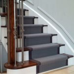 Grey carpet stair runner on dark wood stairs | Carpet stairs .