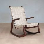Mid Century Modern Rocking Chair Natural Leather Handwoven | Et