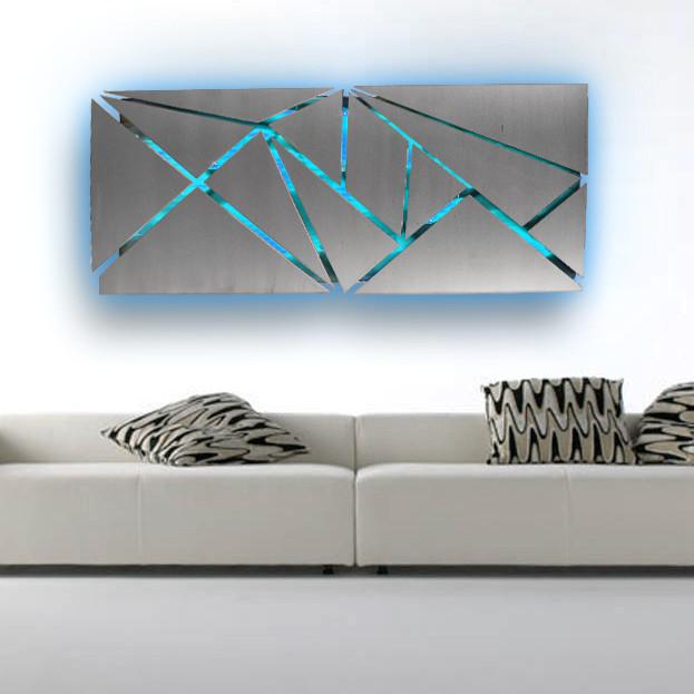 Fracture" Lighted Metal Wall Art Sculpture with LED Color Changing .