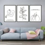 Set Of 3 Line Drawing Nordic Minimalist Canvas Painting Modern .