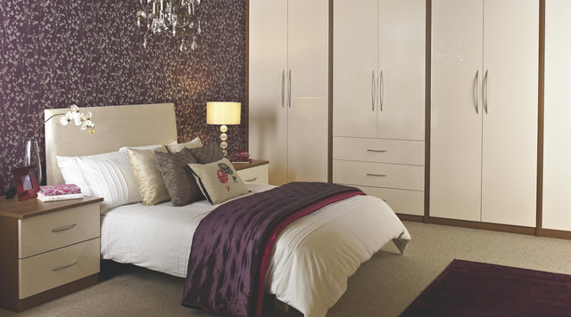 Designer Vanilla Gloss Modular Bedroom Furniture - Contemporary .