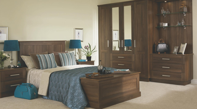 Walnut Effect Modular Bedroom Furniture System - Contemporary .