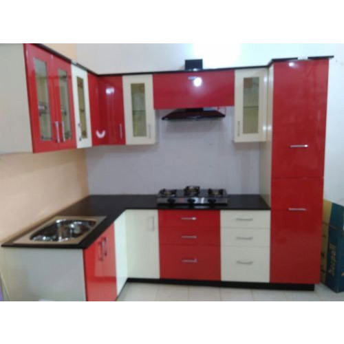 Red And White Modular Kitchen Cabinets at Rs 65000 /unit | Bagmari .