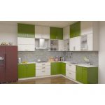 Hindustan PVC Door Profile Green And White Modular Kitchen Cabinet .