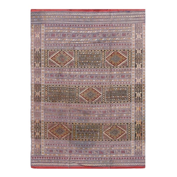 Shop 1980s Vintage Pasargad Moroccon Sumak Weave Rug - 6'8"x 9'5 .