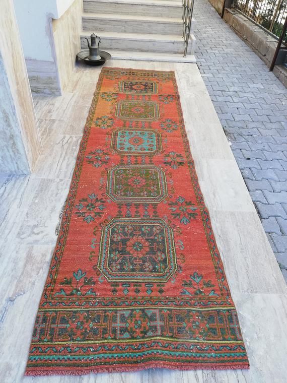 bronze runner rug,Turkish Vintage Carpet ,tribal runner rug .