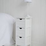side view of Dorset narrow white bedside table | Narrow white .