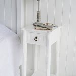New England narrow white bedside table | White bedside table .