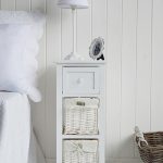 Bar Harbor narrow white bedside table 25cm wide. The White .