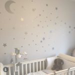 Large Moon & 21 Silver Stars Nursery Wall Decals Nursery Wall | Et