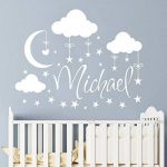 Amazon.com: Name Wall Decal Boy Clouds Nursery Decals Moon Decal .