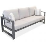 Furniture Aruba Grey Aluminum Outdoor Sofa with Sunbrella® Cushion .