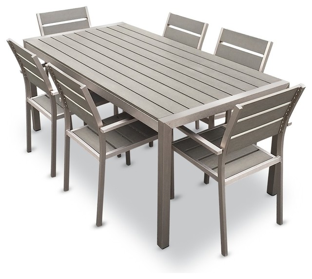 Outdoor Aluminum Resin 7-Piece Dining Table and Chairs Set .