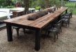 Outdoor Redwood Dining Table with galvanized middle trough and .