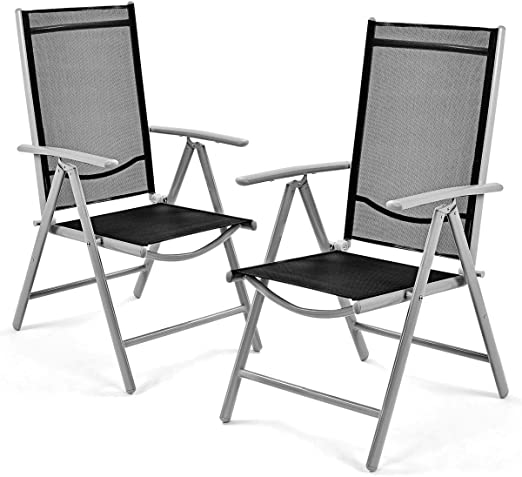 Amazon.com: Giantex Set of 2 Patio Folding Chairs Adjustable .
